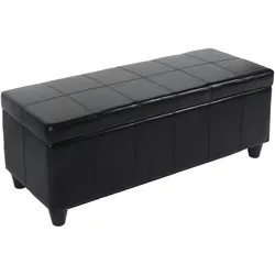 Mendler Bank Sitzbank MIT Aufbewahrung Kriens Leder + Kunstleder 112x45x45cm ~ schwarz