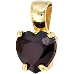 Herz-Anhänger JOBO "Anhänger Herz", gold (gelbgold 333), Schmuckanhänger, Damen, Gelbgold 333, 333 Gold mit einem Granat
