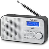 Majestic RT 194 DAB - Tragbares DAB/DAB+/FM LCD-Display, wiederaufladbarer Akku, Kopfhörerausgang, Zwei Alarme und DREI Klingeltöne, schwarz