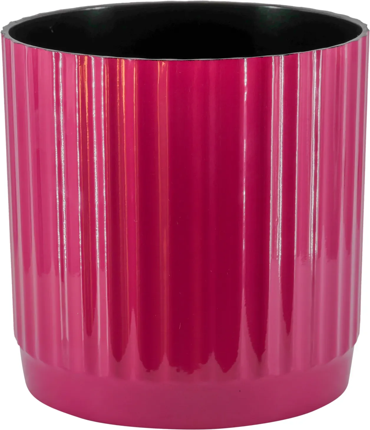Topf Kunststoff D15,5H15,5cm Lack mit Rillen Recycling Material  - pink