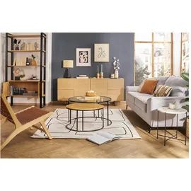 miliboo Rechteckiger Teppich mit Line-art-muster in Off-white und Schwarz 160 x 230 cm Tiana