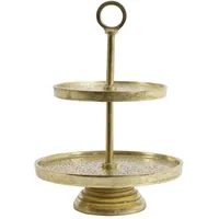 Light & Living Etagere Lutek - Gold - 2 Schichten - Rund - Metall - Servierständer - Servierplatte - Tortenständer/Cupcake Ständer - Servier-Tablett