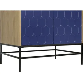 Andas Drehtürenschrank Fräsungen in den Fronten, goldene Griffe, Breite 80 cm, FSC®, blau