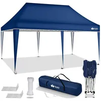 Tillvex - Pavillon 3x6m Blau wasserdicht Pop-Up Faltpavillon höhenverstellbar