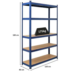 Proregal Schwerlastregal Holz 180x120x40 cm blau