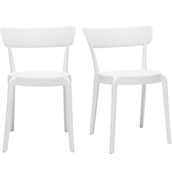 Chaises design blanches empilables intérieur - extérieur (lot de 2) RIOS