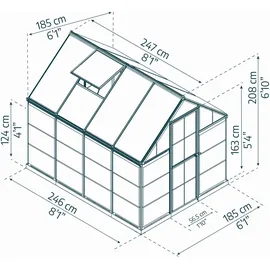 CANOPIA Hybrid Alu silber Polycarbonat 0,7 mm/Dach HKP 4 mm 4,5 m2 inkl. Stahlfundament