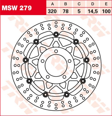 TRW Lucas Brake disc MSW279, drijvend