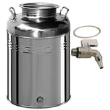 Belvivere Behälter für Öl, aus Edelstahl 18/10, 50 l, hergestellt in Italien, mit Hahn und Dichtung