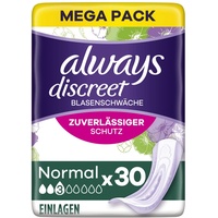 Always Discreet Inkontinenz-Slipeinlagen Damen, Normal (30 Binden) Mega Pack, starker Schutz, den Sie kaum spüren
