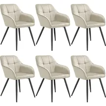Tectake tectake® Esszimmerstuhl, gepolstert, in Samtoptik, gesteppt schlanke Stahlbeine, 58 x 62 x 82 cm