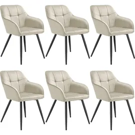 Tectake tectake® Esszimmerstuhl, gepolstert, in Samtoptik, gesteppt schlanke Stahlbeine, 58 x 62 x 82 cm