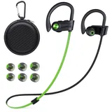 NUASI Bluetooth Kopfhörer, Kopfhörer Kabellos Bluetooth mit Bluetooth 5.3, Bluetooth Kopfhörer Sport Deep Bass Stereo, IPX7 Wasserdicht, Bluetooth Kopfhörer in Ear zum Joggen Trainieren, Grün