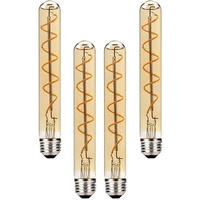 T30 E27 Filament LED-Lampen Warmweiß 2200K, 180 mm lange Röhren-LED-Lampen Edison Retro Vintage dekorative Röhren-Glühbirnen E27 4W (40 W Schrauben-Halogenlampe ersetzen) 4Packungen