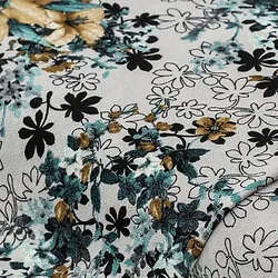 Crêpe "Blumen", grau-color