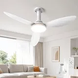 Hisummer 106cm Deckenventilator mit Beleuchtung, Nur für Mitgelieferte E27 Halterung, Schnellmontage Deckenventilator Leise mit Licht, Reversibler DC Motor für Schlafzimmer, Wohnzimmer, Küche