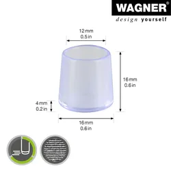 WAGNER Kappen für Stahlrohr rund 4tlg. - Ø 12/16 x 16 mm, Abrieb 4 mm, Kunststoff transparent - 15067099