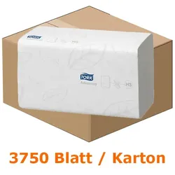 Tork 290163 Papierhandtücher 3750 Bl. weiß 25x23 cm Papierhandtuch in Zick-Zack (ZZ) Falzung, 2-lagig