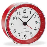 Atlanta Funkwecker ohne Ticken mit Licht Snooze Crescendo Alarmanzeige Analog - 1868/1 (Rot)