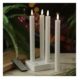 MARELIDA LED Stabkerzen LISA Tafelkerzen Dinnerkerzen wiederaufladbar weiß