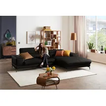 W.Schillig Eckcouch Leder 3-Sitzer Schwarz
