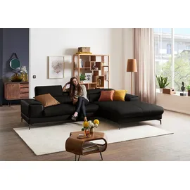 W.Schillig Eckcouch Leder 3-Sitzer Schwarz