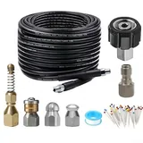 Hochdruck-Abflussreinigungsschlauch 10 m für Kärcher Hochdruckreiniger, flexibles Abwasserstrahl-Set mit Düse, robuster Rohrreiniger für Haus und Garten