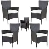 CASARIA Polyrattan Gartenstuhl 4er-Set Braun/Creme Stapelbar