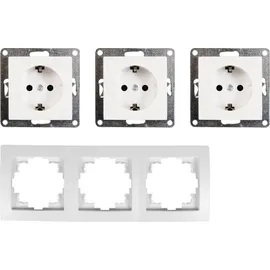 McPower 4-teiliges Steckdosen-Set FLAIR "Beginner 3S Profi", Klemmanschluss, weiß, matt - Weiß