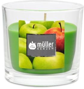 Müller Duftkerze im Glas - Saftiger Apfel - Abmessung: 65/70 mm - Brenndauer ca. 16 Stunden (1 Stück)