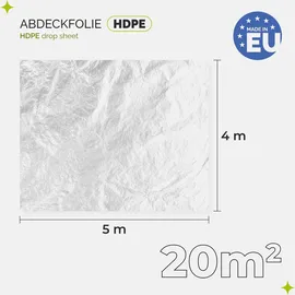Garronda Abdeckfolie 4x5 m transparent HDPE Malerfolie für Renovierung Staubschutzfolie Umzug, Abdeckplane Baufolie für Möbel- & Bodenschutz, Folie reißfest GD-0166