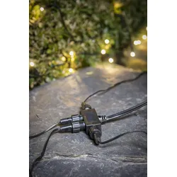 Konstsmide Micro LED kompakt System Basis-Set: Lichterkette, Transformator, Verteilerstecker, 100 bunte Dioden, 24V Außentrafo (IP44), schwarzes Kabel