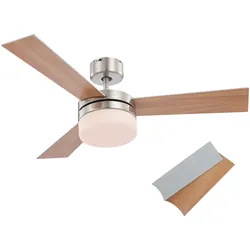 Deckenventilator Ventilator Fernbedienung Beleuchtung Deckenlampe Deckenleuchte Fernbedienung Metall Glas MDF Vor Rücklauf Flügel wendbar Globo Alana 0333