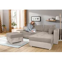 COLLECTION AB Ecksofa Italia L-Form, mit Bettfunktion und Bettkasten, in Cord-Samt Mix beige