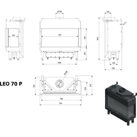 Kratki LEO 70 Gaskamin Stahl Schwarz