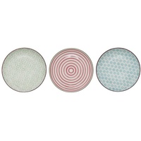 Bloomingville Teller Patrizia, blau grün rosa, Keramik, 3er Set