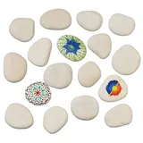 Relaxdays Steine zum Bemalen, flache Dekosteine, 2 kg Malsteine, Bastelsteine Kinder - Erwachsene, 4–8 cm, hellgrau