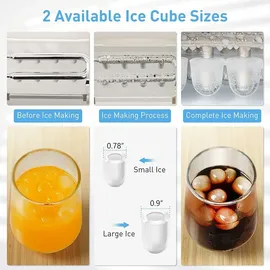 Goplus Eiswürfelmaschine von 15 kg/24H, Eiswürfelbereiter mit 2 Würfelgrößen, 2L Wassertank, Selbstreinigungsfunktion, Ice Maker mit Eisschaufel