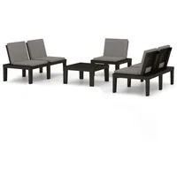 vidaXL 4-tlg Garten-Lounge-Set mit Kissen Kunststoff Grau