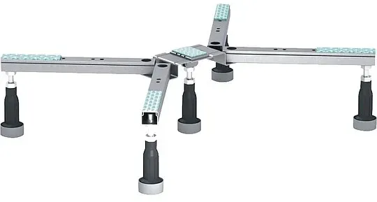 MEPA Brausewannenfuss BW Eco, Höhenverstellbar bis 180 mm - für Stahl- und Acrylduschwannen von 700 x 700 bis 900 x 900 mm - 150 152