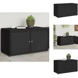 Gartenschrank Schwarz 110x55x60,5 cm Poly Rattan - Outdoor-Schrank - Gartenschrank - Stauraum - Gartenorganisation - Wetterfest
