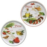 MamboCat Pizzateller 2er Set Pizzateller Napoli Green & Red Ø 32 cm Platte Porzellan