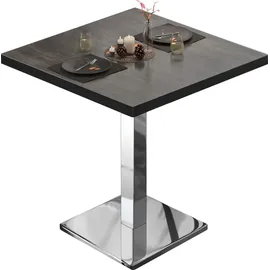 GGM Möbel Bistrotisch 80 x 80 x 75 cm Wenge/Edelstahl