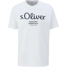 S.Oliver Herren T-Shirt mit Label-Print, Weiss, 3XL