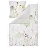 Estella Bettwäsche Meadow 4704 530 Grün, Mako-Satin, 3 teilig, Blüten, Blumenwiese, Aquarell blau|bunt|grün|lila|rosa