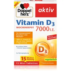 Doppelherz Vitamin D 7000 I.E. Tabletten zur Unterstützung des Immunsystems, der Knochen- und Muskelfunktion 15 TABL