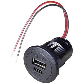 ProCar Power USB-C®/A Doppelsteckdose PD/QC ohne LED Belastbarkeit Strom max.=2.2A 12 - 24 V/DC