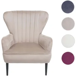 Lounge-Sessel HWC-K37, Cocktailsessel Polstersessel Sessel, Samt (280g/m¬≤) ~ taupe