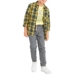 Kinder Thermo-Hose Jogger Alltags-Hose für Jungen mit Baumwollfutter Stoff-Hose 911427 Grau - 116