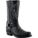 Grinders Herrenschleifer Weißkopfseeadler Schwarz Leder Schlüpfen Quadratischer Zeh Cowboy Westernstiefel 41 - 41 EU